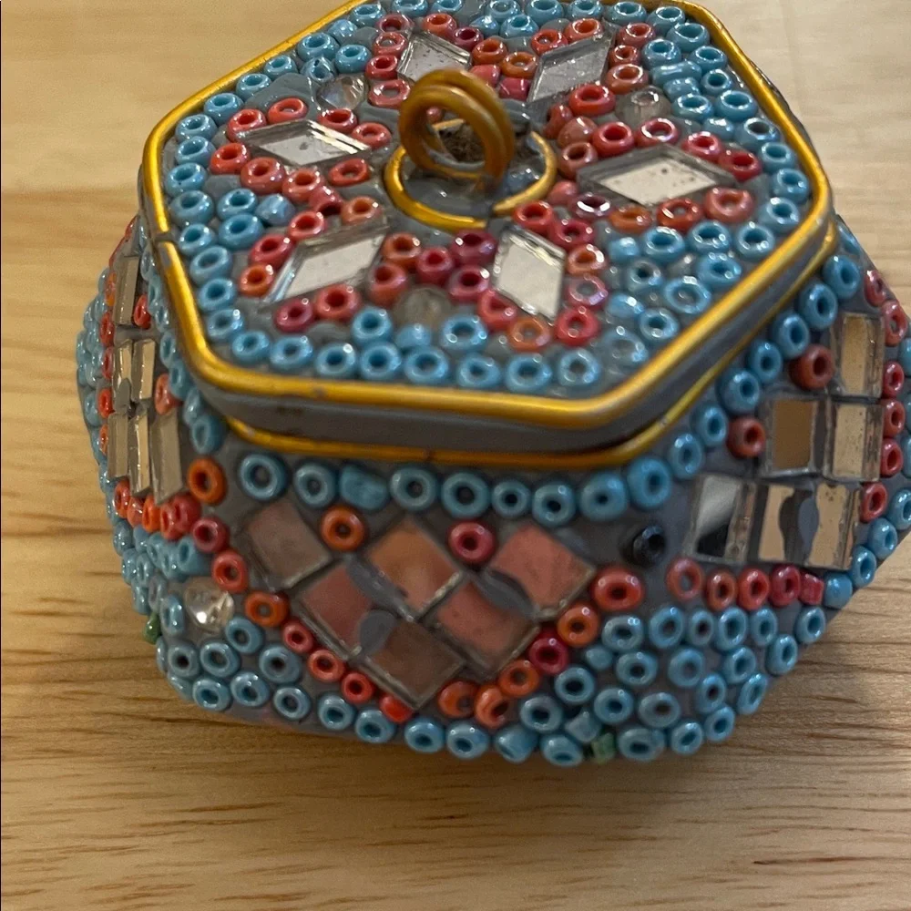 Colorful Handmade Beaded Trinket Box